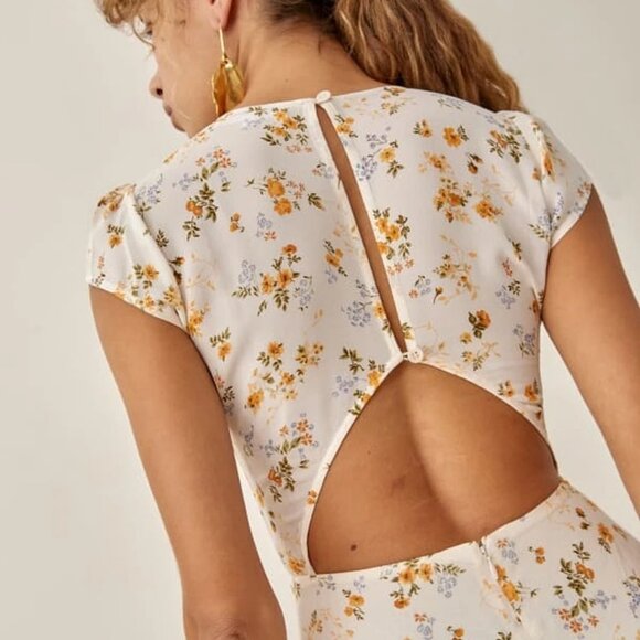 Reformation Wellfleet Dress in Tansy Size 4 - Picture 2 of 5